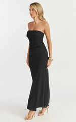 Lottie Midi Dress - Strapless Dress in Black
