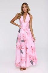 Femme Queen Halter Maxi Dress Pink