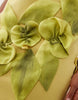 embroidered 3d leaves mini cami dress in lime green