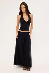 Luck & Trouble Miles Mesh Maxi Skirt Black