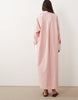 maxi shirt dress with contrast cuffs in pink and white