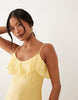 Vero Moda Petite ruffle bust chiffon cami midaxi dress in golden yellow