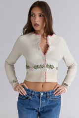 cream jacqard wool cardigan