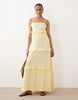 Tall lace trim tiered crinkle cami midi dress in buttermilk