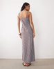 cami square neck with side split maxi dress in striped print