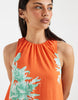 asymmetric hem volume mini dress in print