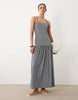 dropped waist midaxi dress in navy & white stripe