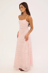 Perfect Stranger Evon Lace Up Back Maxi Dress Light Pink