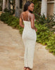 South Beach lace beach maxi dress with bow detail and back slit in cream