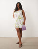 Curve shift mini dress with bow back detail in multi floral print