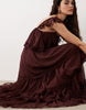 Miss Selfridge chiffon tiered maxi dress in chocolate