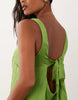 Petite shift mini dress with bow back detail in green