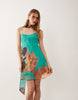 cami mini dress with scarf in aqua floral