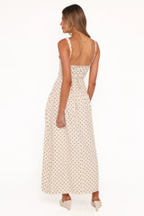 Sophina Midi Dress - Brown Polka Dot