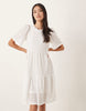 JDY tiered eyelet mini dress in white