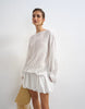 Topshop long sleeve blouson mini dress in white stripes