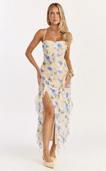 Juliette Maxi Dress - Ruffle Split Leg Dress in Femme Floral