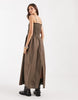 Object shirred bodice detailing cami midaxi dress in morel brown