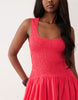 crinkle scoop neck maxi sundress with shirred waist in fiery red