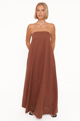 Como Strapless Maxi Dress - Brown