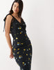 maxi slip dress with lace trim and ties in black floral