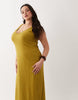 Curve wide rib sleeveless V-neck midi dress in khaki