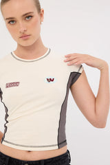Worship Anytime Panelled Cap Sleeve Tee Zine/Worn Black