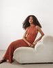 Mango Teen knit sleeveless maxi dress in rust
