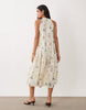 VILA halter neck tiered maxi dress in cream floral print