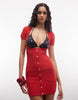 Frankies Bikinis X Jennie Kim open knit mini dress in red