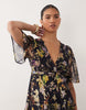 Hope & Ivy Maternity flutter sleeve wrap maxi dress in navy floral