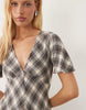 Nobody's Child Rowena v neck flutter sleeve brushed midi dress in brown plaid