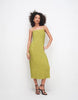 all over embellished cami midi dress in olive green