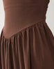 gathered crepe midi dress in chocolate