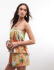 bandeau double layer romper in tropical print