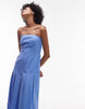 Topshop seamed detail bandeau midi dress in dusty blue