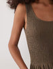 Brave Soul scoop neck shirred bodice maxi dress with tiered skirt in brown