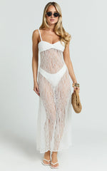 Safiya Midi Dress - Sweetheart Lace A Line Dress With Slip in White