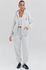 light grey marl fleece back jogging trousers