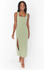 Eden Midi Dress ~ Moss Green Stretch