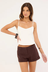 Motel Wiluta Short Dark Brown Pinstripe
