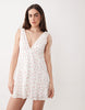 Aray delicate floral print beach mini dress in white