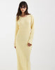 PIECES long sleeve plissé midi dress in yellow micro floral print