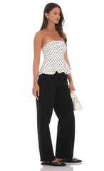 Strapless Peplum Top in Polka Dot