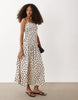Brave Soul strappy polka dot midi dress with drop waist in cream
