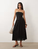 Mango 100% cotton off shoulder maxi dress in black