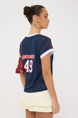 Neovision Baseline V Neck Jersey Relaxed Tee Navy
