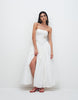 Kaiia exclusive bandeau volume puffball thigh split maxi dress in white
