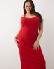 Curve scoop front racer seam detail midi dress in red