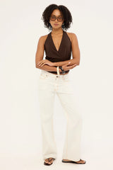 Luck & Trouble Izzy Jersey Halter Top Brown